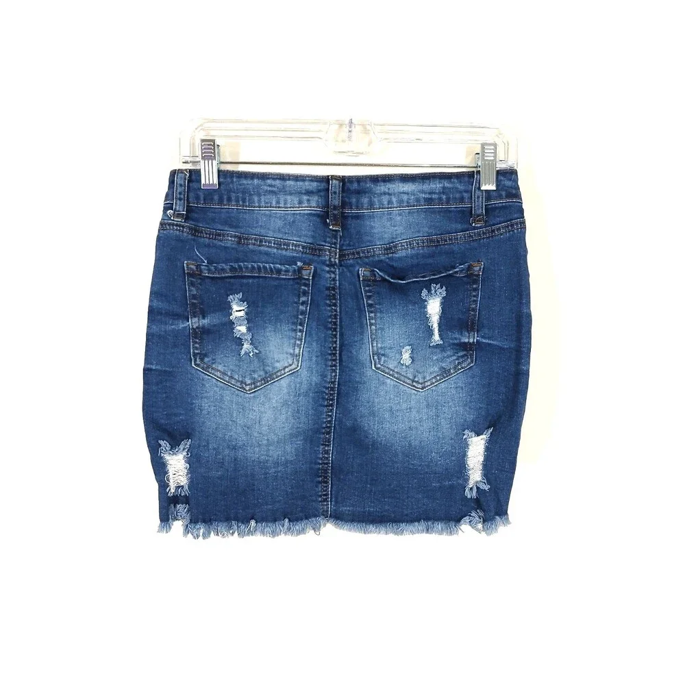 Wax Jean Distressed Denim Mini Skirt | Women's Medium
